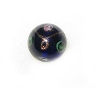 Czech handmade cobalt translucent floral glass bead