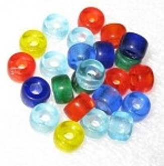 Czech Mixed Colors  large hole Roller disk glass beads 9mm