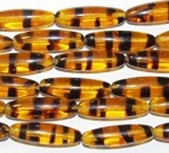 Czech oblong Tortoise Brown translucent glass Beads