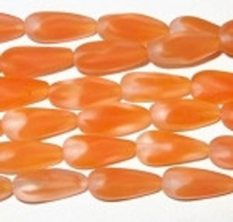 Czech Oval Crystal Orange pressed glass beads 6PCS