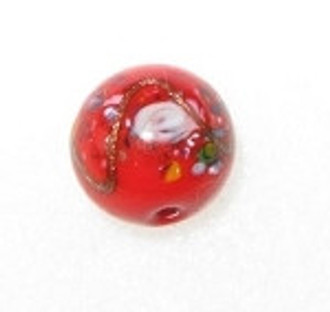 Czech red floral glass 14mm bead