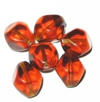 Czech translucent bicone Amber glass beads