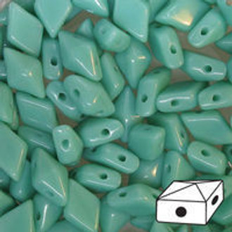 Diamond Duos 2-Hole 5x8mm Turquoise Glass Beads