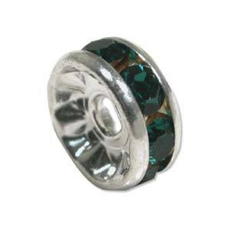 Emerald crystal silver plated rondelle 8mm spacer