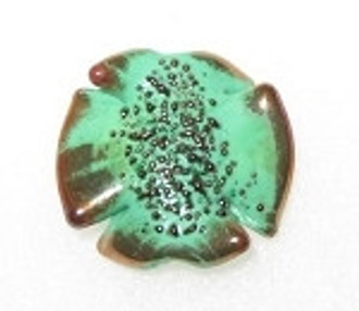 Green Bohemian glass flower copper bead