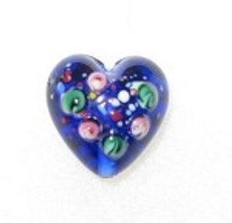 Handmade cobalt Floral heart glass pendant