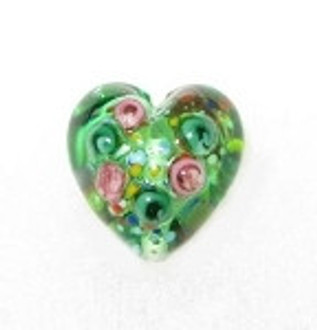 Handmade Floral heart glass pendant