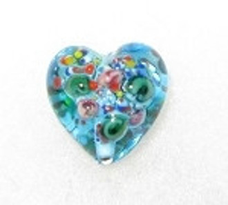 Handmade Sapphire Floral heart glass pendant
