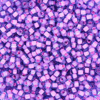 Japanese Crystal Aqua Lined Lt Pink Glass Seed beads 28 Gram