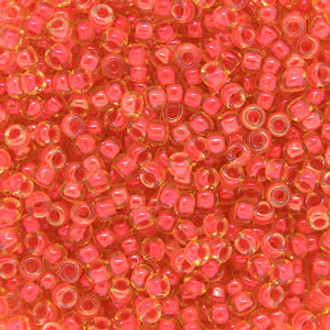 Japanese Crystal Clear Lined Salmon Glass Seed beads