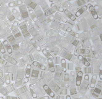 Japanese Half Tila Transparent Crystal Luster Glass Beads 10Gm Bag