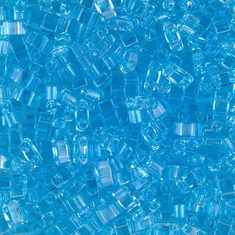 Japanese Half Tila Transparent Lt Sapphire Glass Beads 10Gm Bag