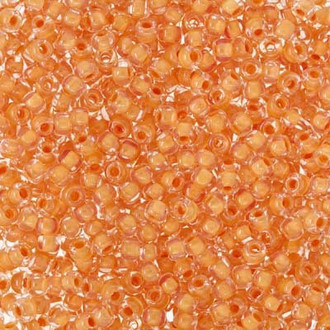Japanese Lined Crystal Clear Peach  Glass Seed beads 28 Gram