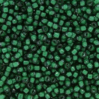 Japanese Lined Dark Emerald Green Glass Seed beads