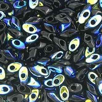 Japanese Long Magatama Jet AB seed Beads