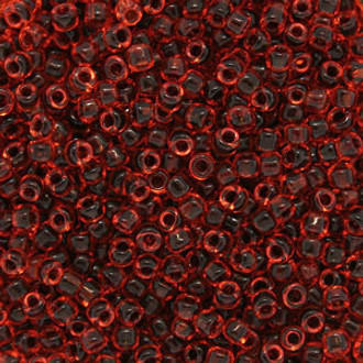 Japanese Translucent Indian Red Lined Charcoal Glass Seed beads 28 Gram