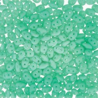 Miniduo 2x4mm Turquoise Green Czech Glass Beads