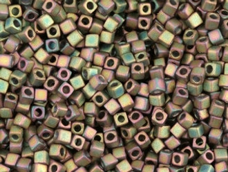 Miyuki 1.8mm Cube Matte Metallic Green Iris Beads