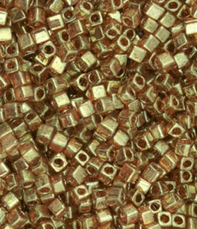 Miyuki 1.8mm Cube Topaz Gold Lined Luster Beads