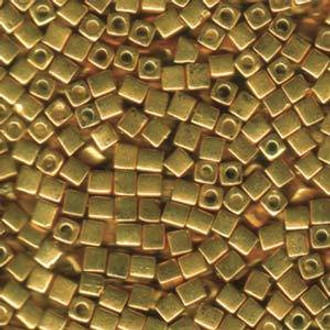 Miyuki 3mm Cube Metallic Gold Beads