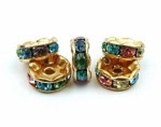 Multi crystal gold plated rondelle 5mm spacer
