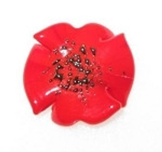 Red Bohemian glass flower copper bead