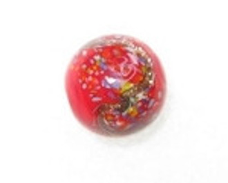 Red floral glass 14mm round bead