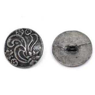 Round Antique Silver Round Button 2PCs 2