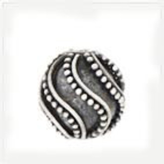 Round Bali Sterling Silver antique look bead