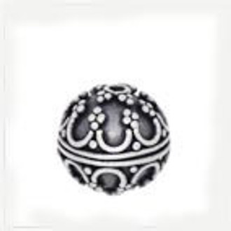 Round Sterling Silver antique look 10mm bead 1