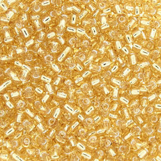 Silver Lined Lt Topaz Japanese Glass Seed beads 15 Gram