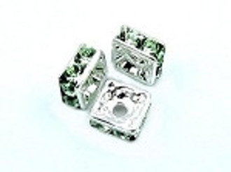 Silver plate Peridot Swarovski squaredelle 6mm