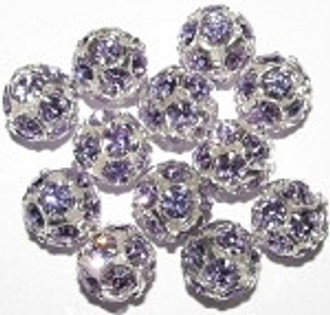 Silver Violet Rhinestone 10mm ball