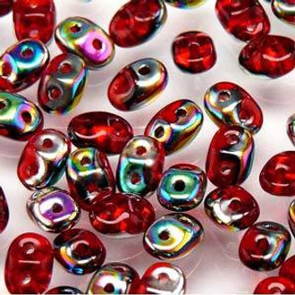 Superduo 2.5x5mm Ruby Vitrail Beads 10GM Bag