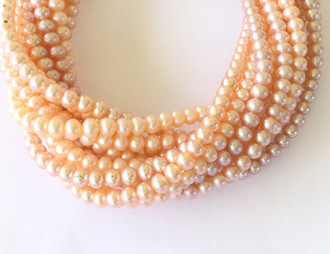 Genuine natural Peach Freshwater Pearl Beads
