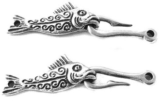 Antique Silver Fish Hook hand forged clasp