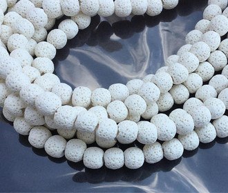 10mm Perfect Round white unwaxed Volcanic Gemstone lava Beads