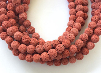 39 Perfect Round red brick unwaxed Volcanic Gemstone lava Beads