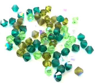 4mm Evergreen Mix Preciosa Czech Crystal Bicone Beads 