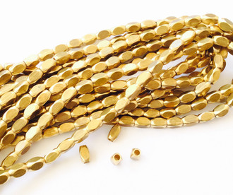Authentic natural Faceted Oval Brass  spacer Beads