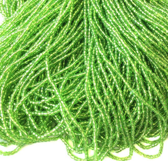 9/0 Charlotte 3Cut Czech PRECIOSA Apple Green Glass Seed Beads-1Hank-10Strands 