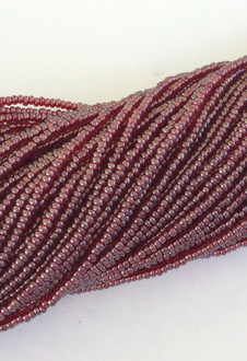 15/0 Full Hanks Czech Transparent Red Luster Glass Seed Beads #142