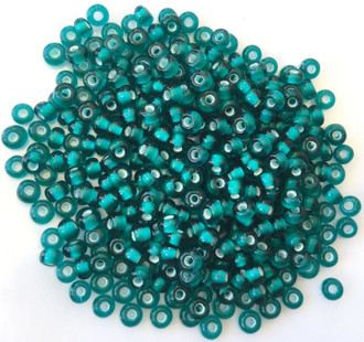 6/0 Preciosa Czech Seed Beads white Lined Teal round Glass beads 30 grams