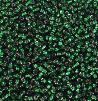 Czech round 8/0 Transparent Silver Lined Green Glass Seed Beads 30 grams