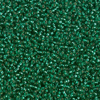 15/0 Japanese Miyuki Silver lined Emerald Seed Beads