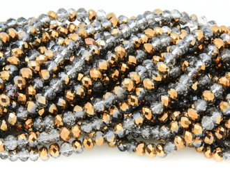 Chinese Crystal Gray Transparent and Metallic Bronze Rondelle 8mm