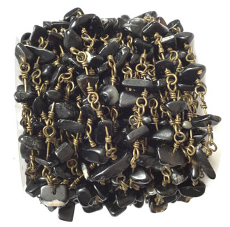 Onyx Chips beads /W Bronze linked Rosary Chain- Beading Supplies