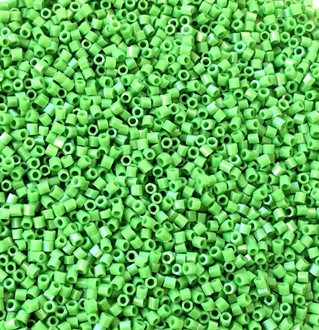  15/0 Japanese Hex Opaque Green Glass Seed Beads 25Grams