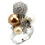 0W296 - Rhodium + Ruthenium Brass Ring with Synthetic Pearl in Multi Color