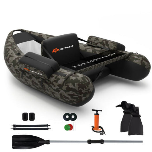 Inflatable Fishing Float with Adjustable Straps & Storage Pockets-Camouflage